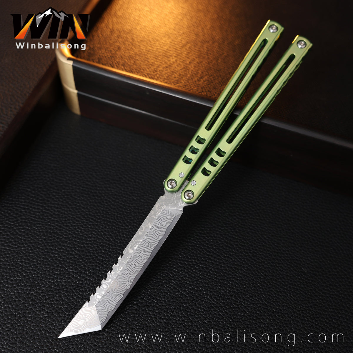 Armed Shark Damascus Titanium Shark Titanium Alloy Balisong Unsharpened