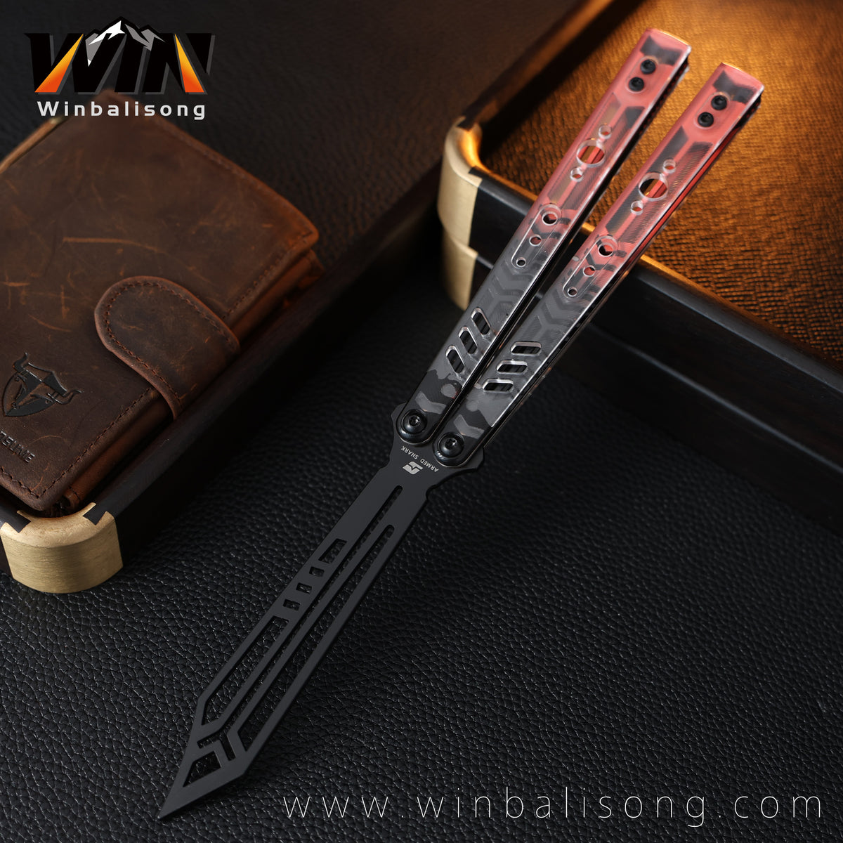 Armed Shark Steel Rep Acrylic Inlay Balisong Trainer