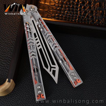 Armed Shark Steel Rep Acrylic Inlay Balisong Trainer