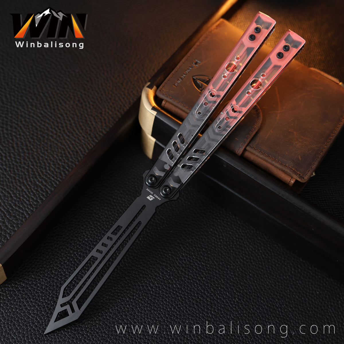 Armed Shark Steel Rep Acrylic Inlay Balisong Trainer