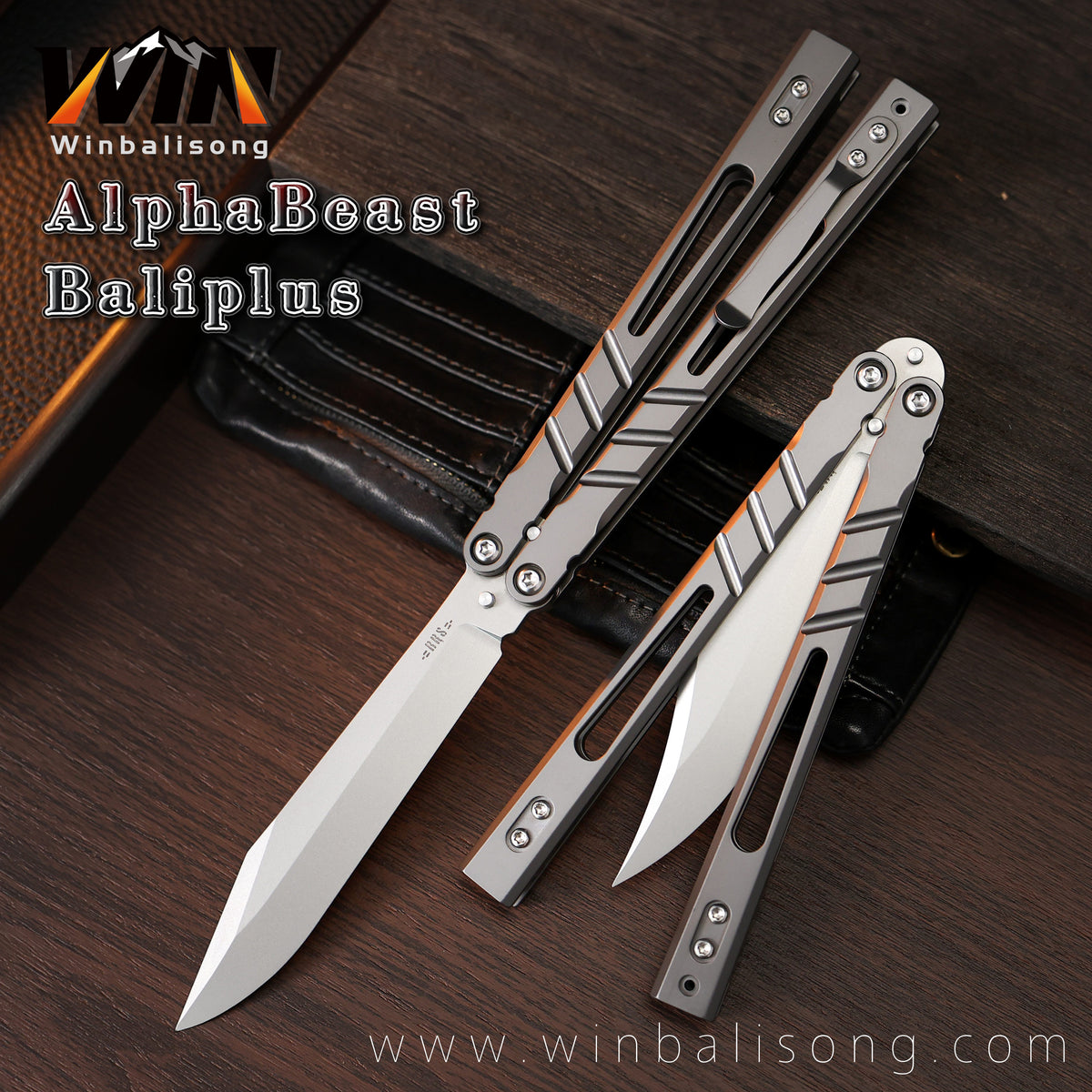 Boundless Sandwich AB Titanium Alloy Balisong, Fancy Dull Blade Non-Sharp Trainer