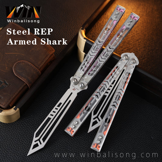 Armed Shark Steel Rep Acrylic Inlay Balisong Trainer