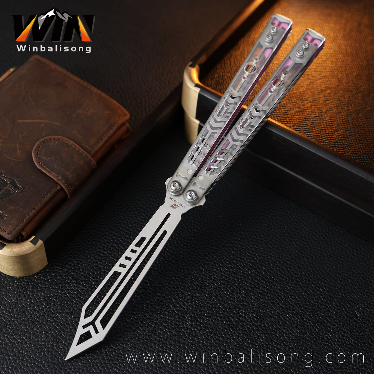 Armed Shark Steel Rep Acrylic Inlay Balisong Trainer