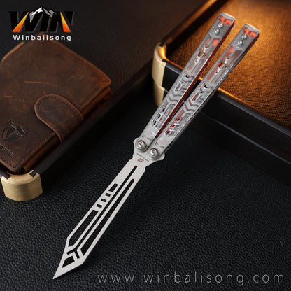 Armed Shark Steel Rep Acrylic Inlay Balisong Trainer